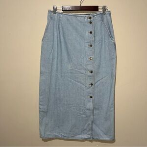 Y2K Liz wear denim maxi midi skirt button up size 14
